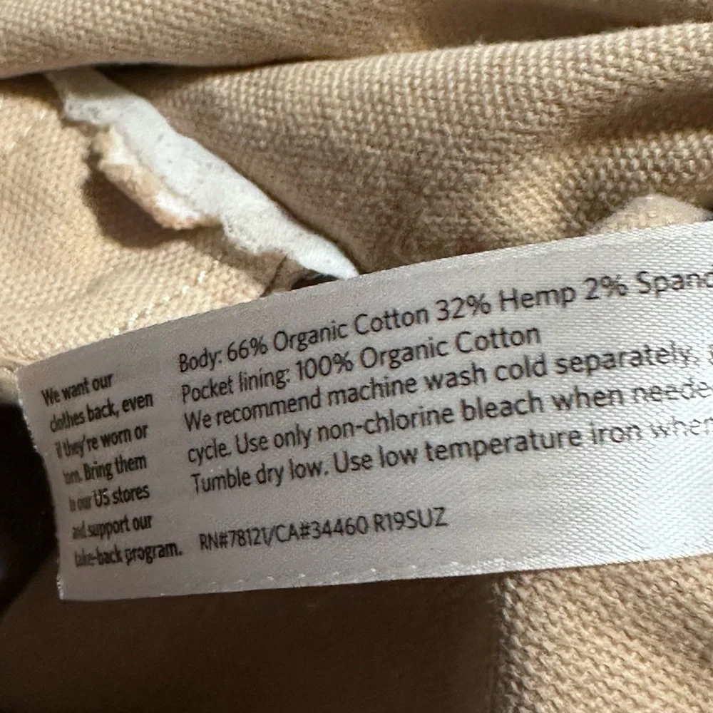 Eileen Fisher sz med‎ beige canvas button  basic jacket ladies organic cotton
